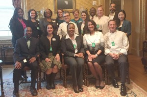 Two of ICN’s staff, Acting Executive Director Aleshia Hall-Campbell (front, second from right) and Education and Training Specialist, Lois Coleman (top left) with USDA staff and members of the Chefs Move to Schools Advisory Committee in Washington, D.C.